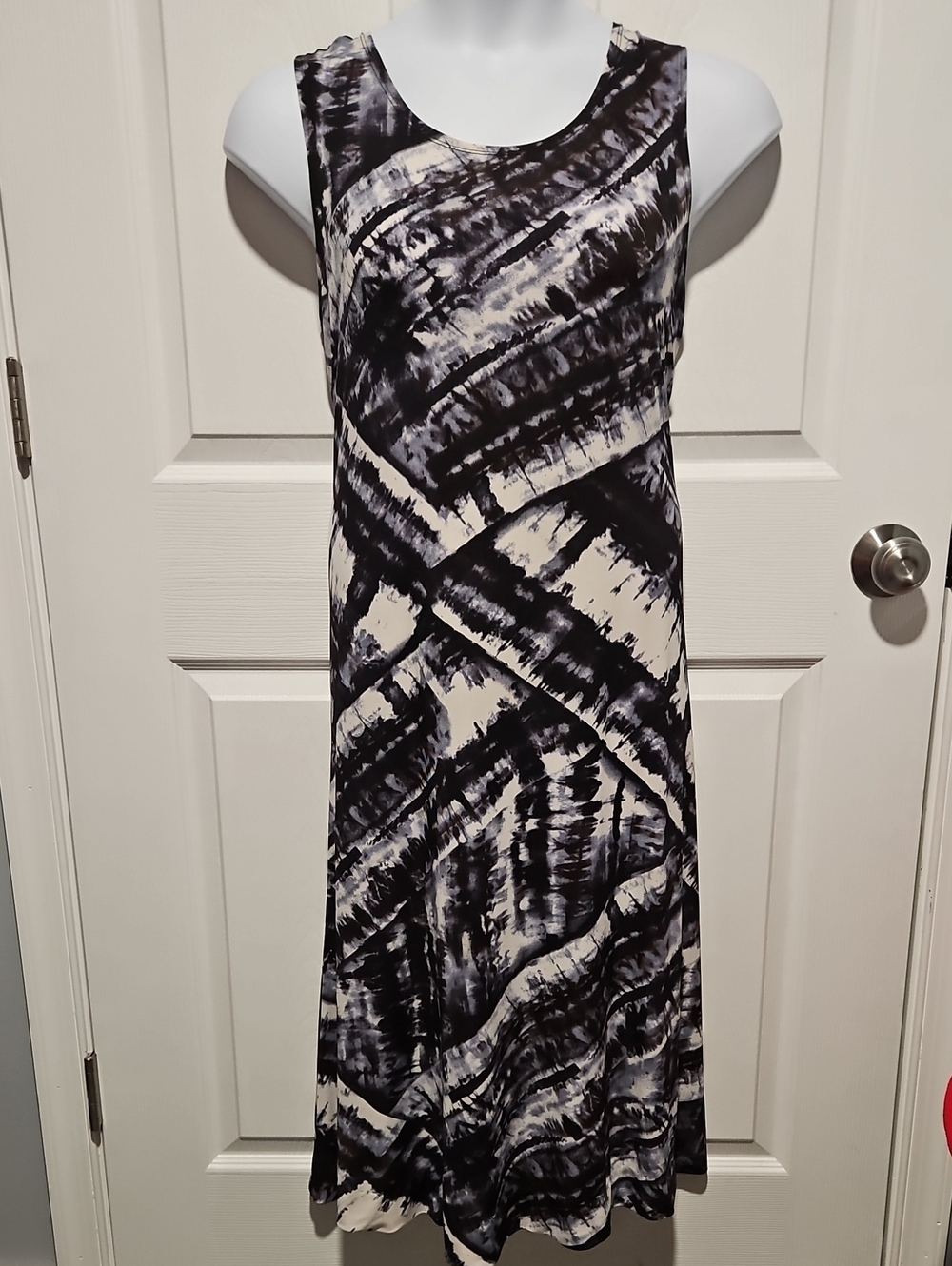 Attitudes by Renee Black & White Tie-Dye Maxi Dress